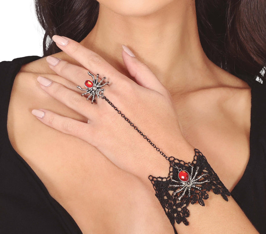 Spinnen Armband mit Ring für Damen