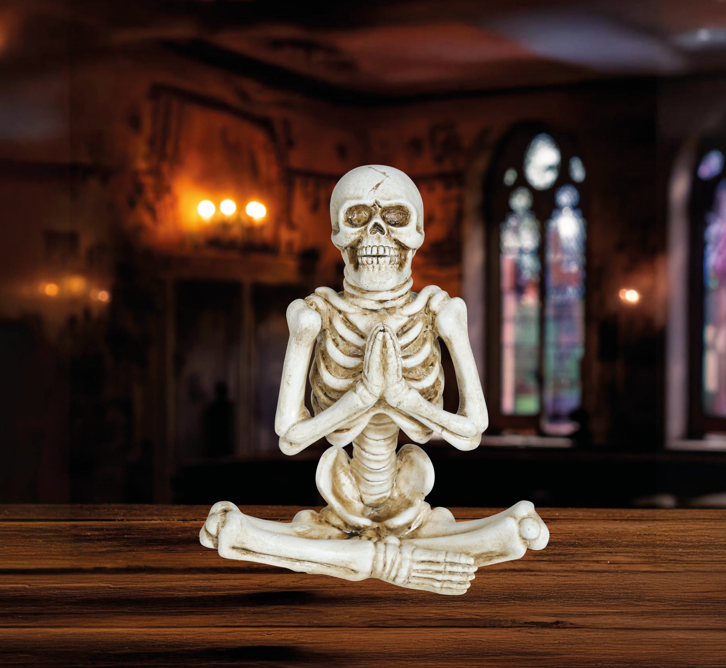 GP24962 – Halloween Skelett Figur Meditation Yoga – Farbe: Weiß