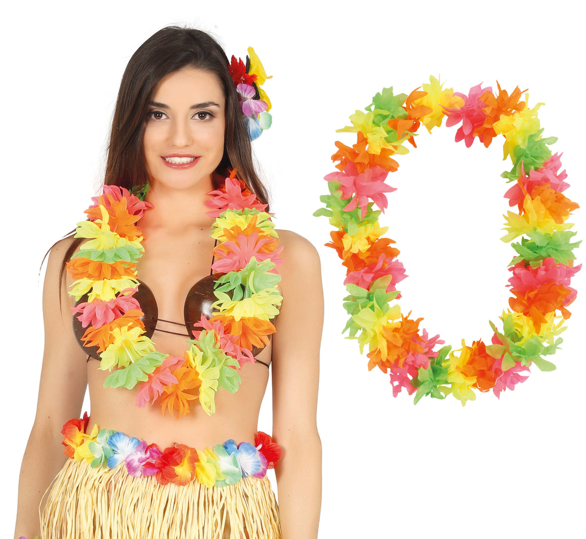 GP17260 – Hawaiikette für Erwachsene leuchtet im Dunkeln – Farbe: Mehrfarbig