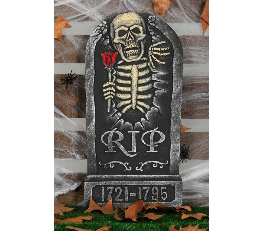 RIP Grabstein 32 x 65 cm mit Skelett