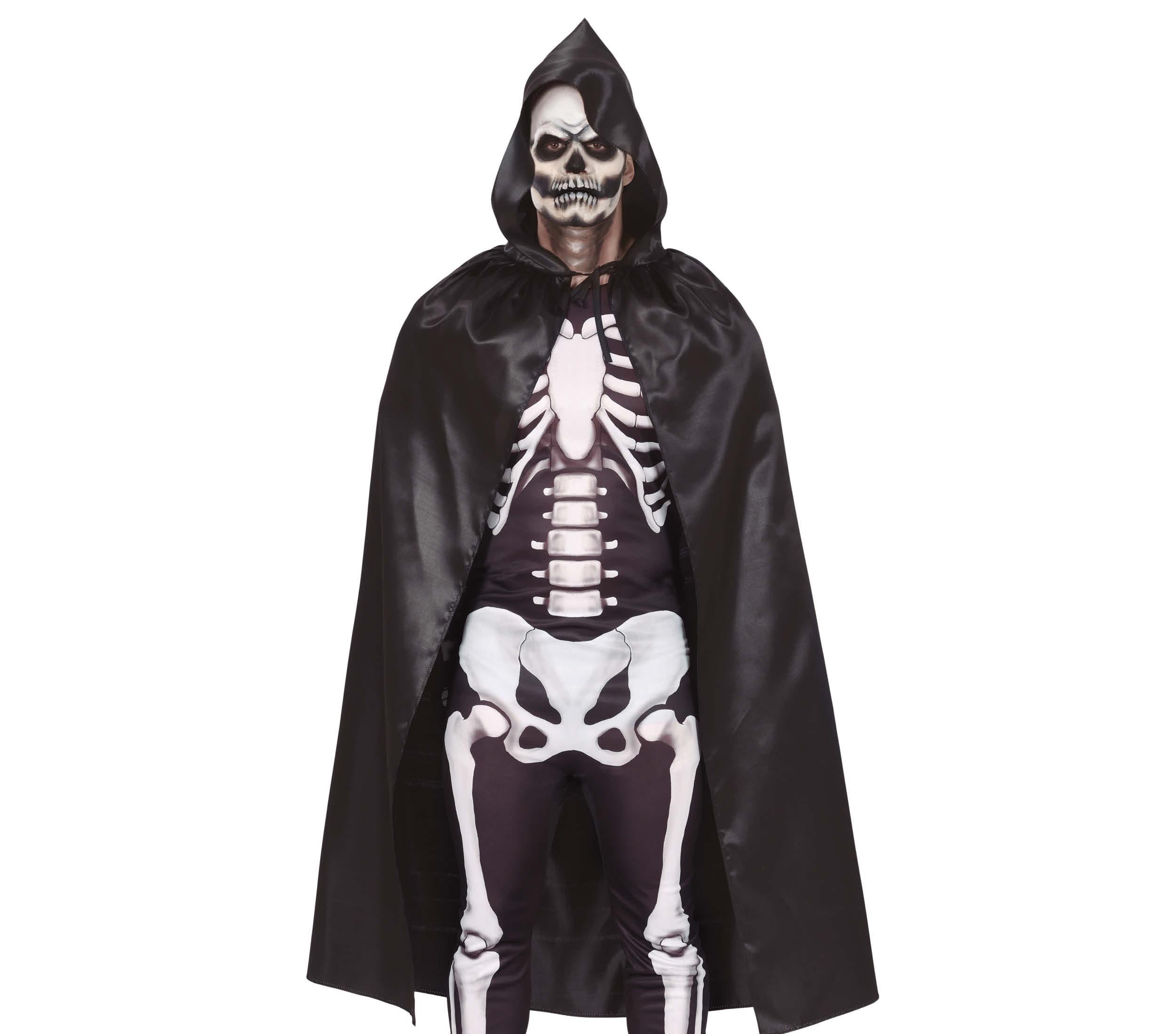 GP26138 – Skelett Dämon Umhang Kapuze Halloween – Farbe: Schwarz