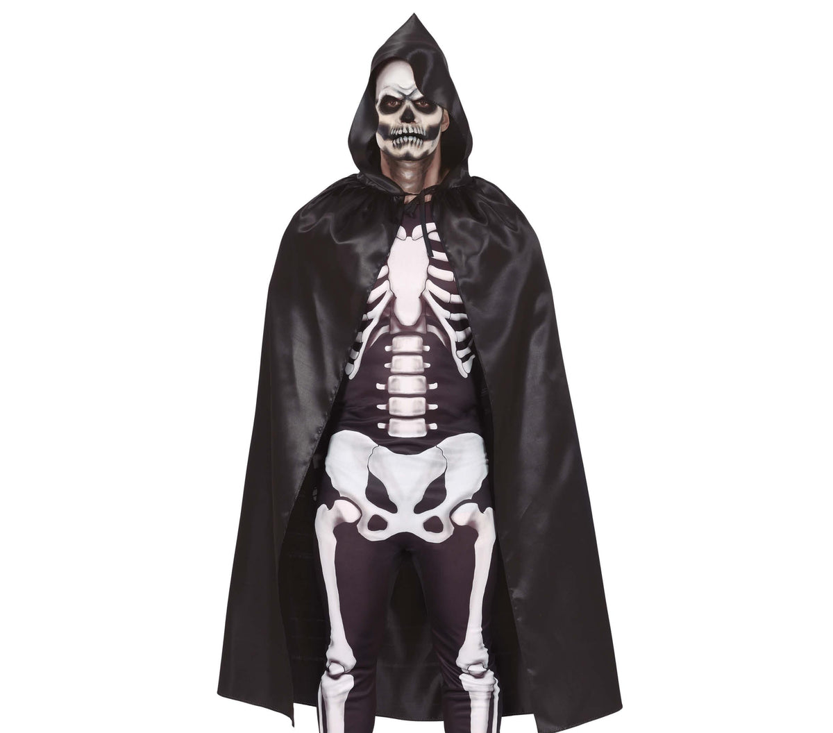 GP26138 – Skelett Dämon Umhang Kapuze Halloween – Farbe: Schwarz