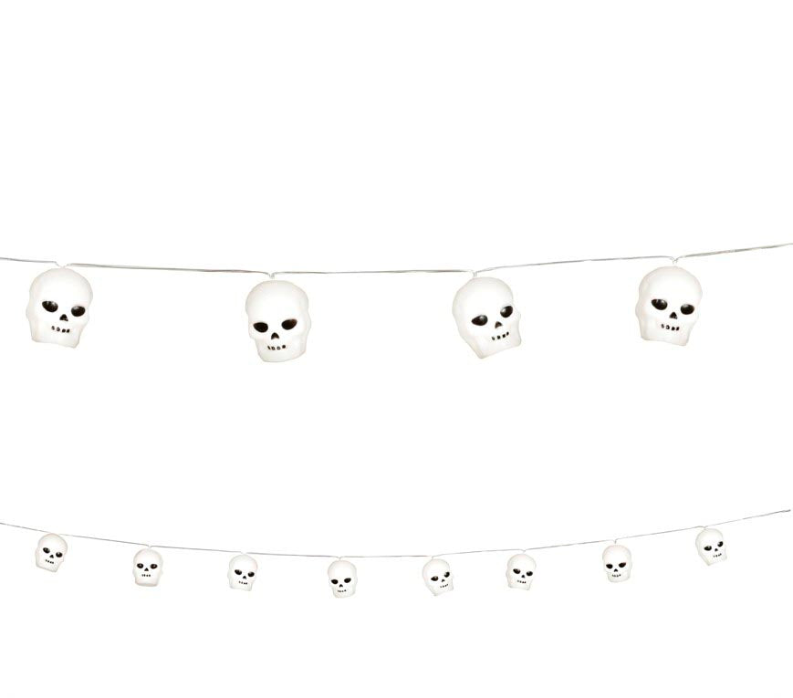 Totenkopf Girlande mit Licht 220 cm