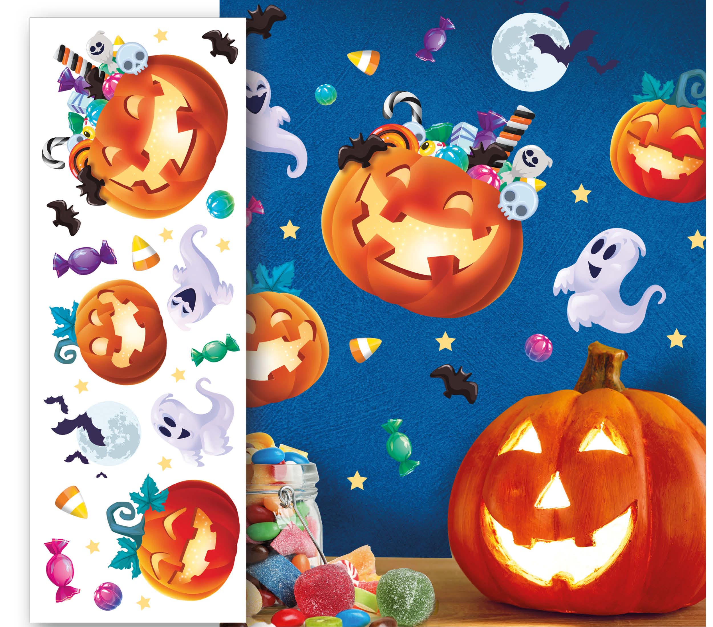 GP26204 – Halloween Kürbis Geister Wanddeko – Farbe: Mehrfarbig