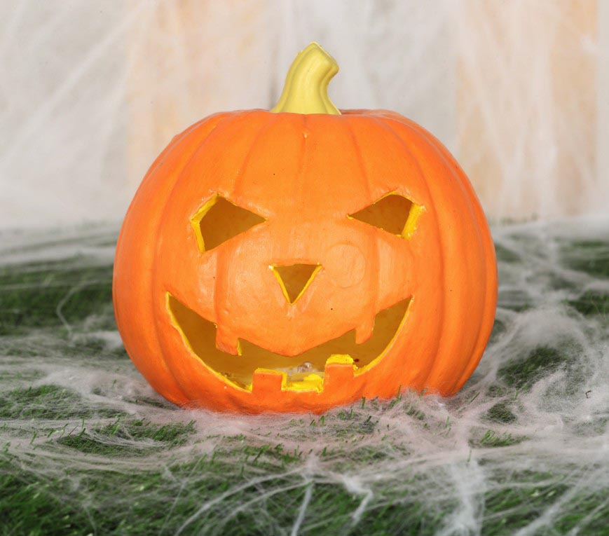 GP26281 – Halloween Kürbis Dekoration Grinsendes Gesicht – Farbe: Orange