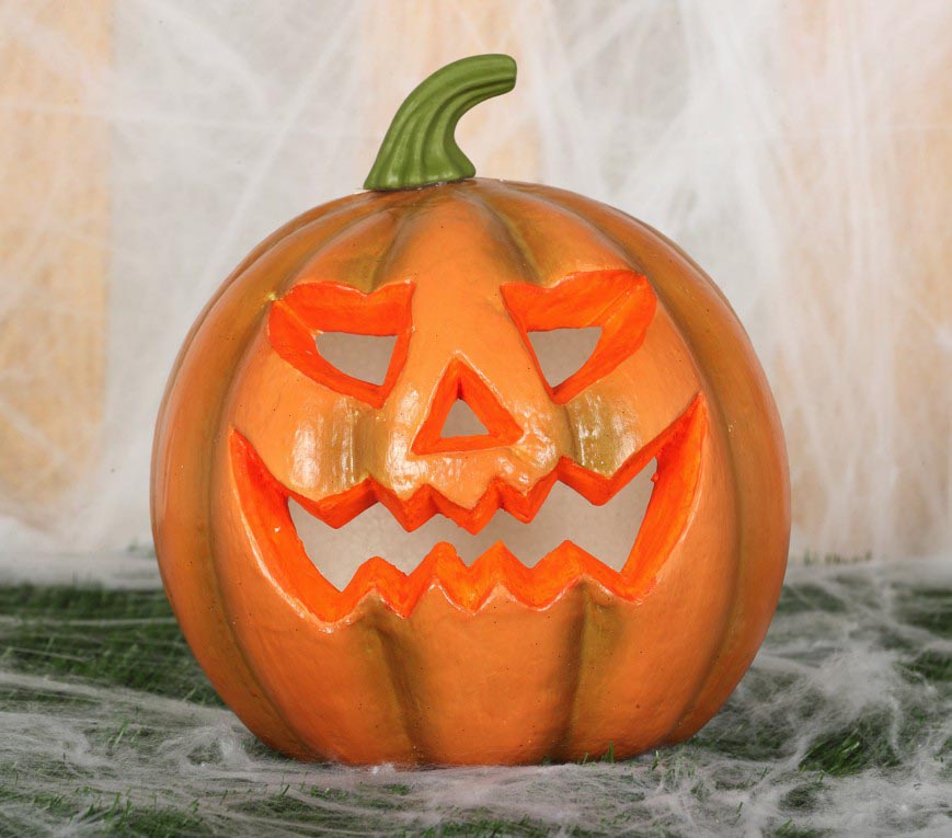 Kürbis mit Licht 24 cm Halloween Laterne