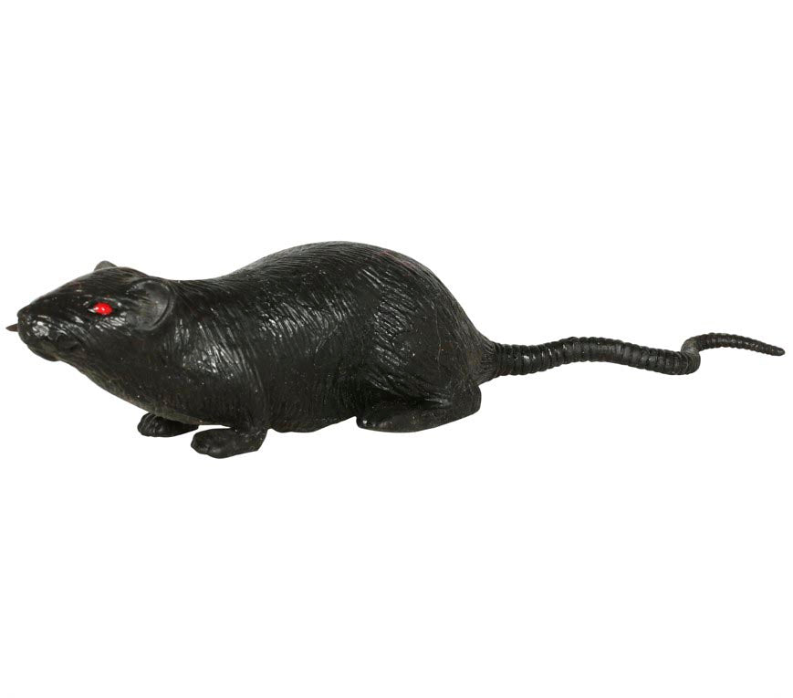 Latex Ratte schwarz 10 cm mit roten Augen