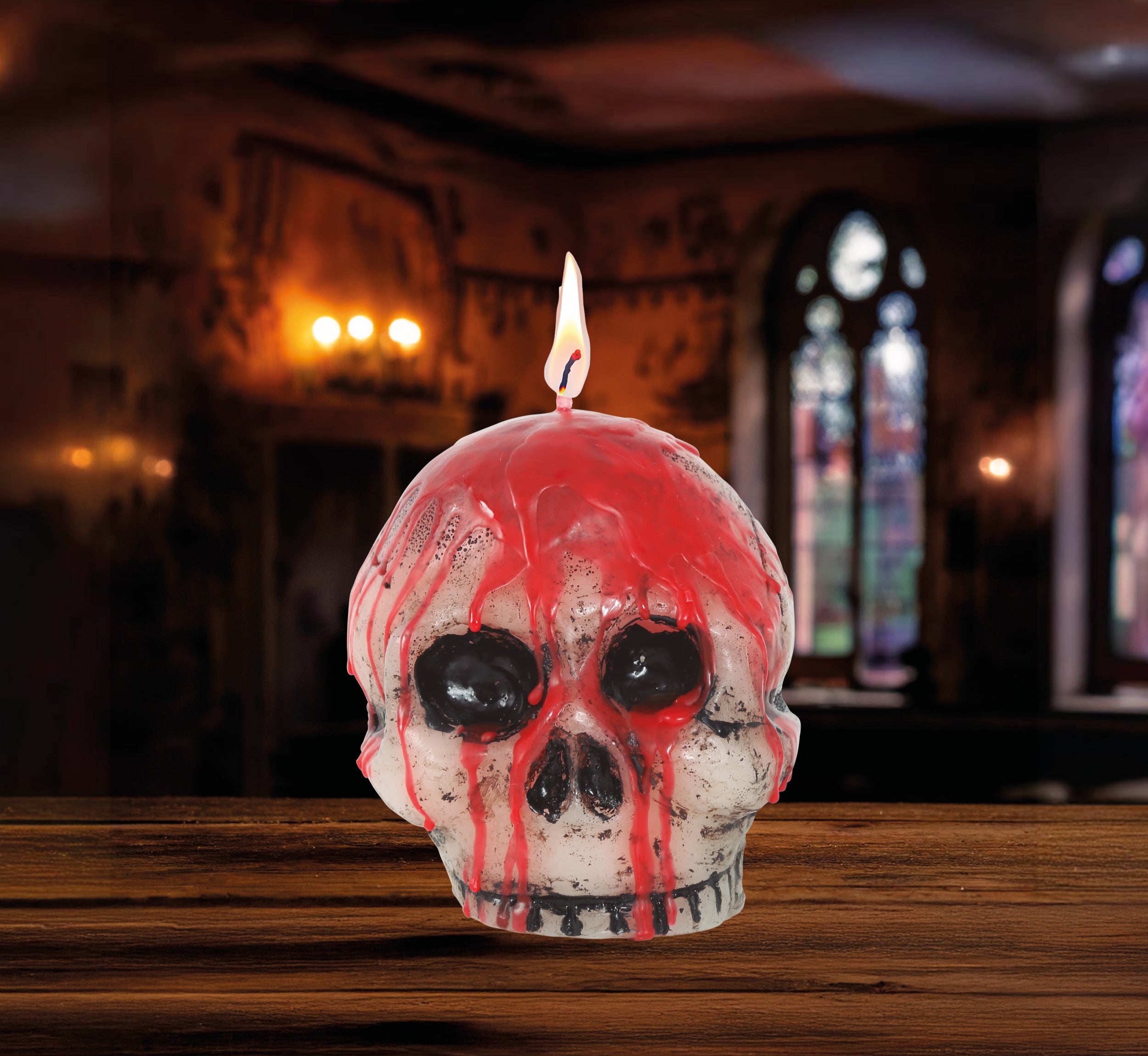 GP26340 – Skelett Kerze Halloween Dekor – Farbe: Rot