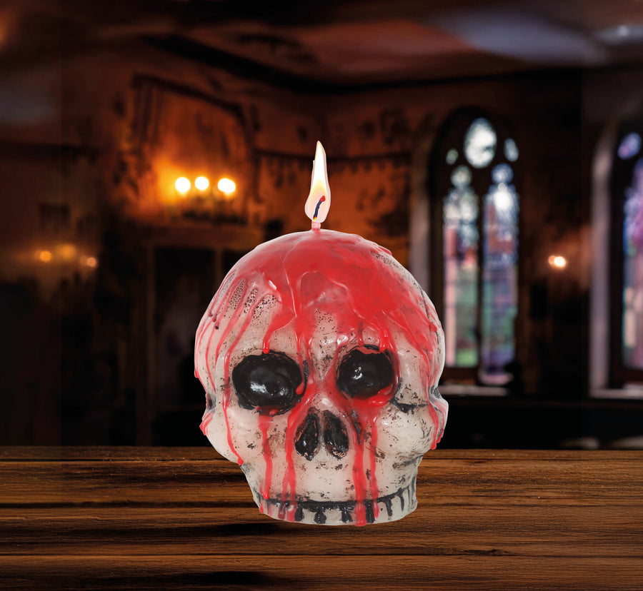 GP26340 – Skelett Kerze Halloween Dekor – Farbe: Rot, Ansicht 2