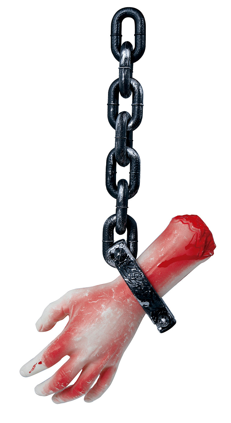 Blutige Hand an Kette Hängefigur 40 cm