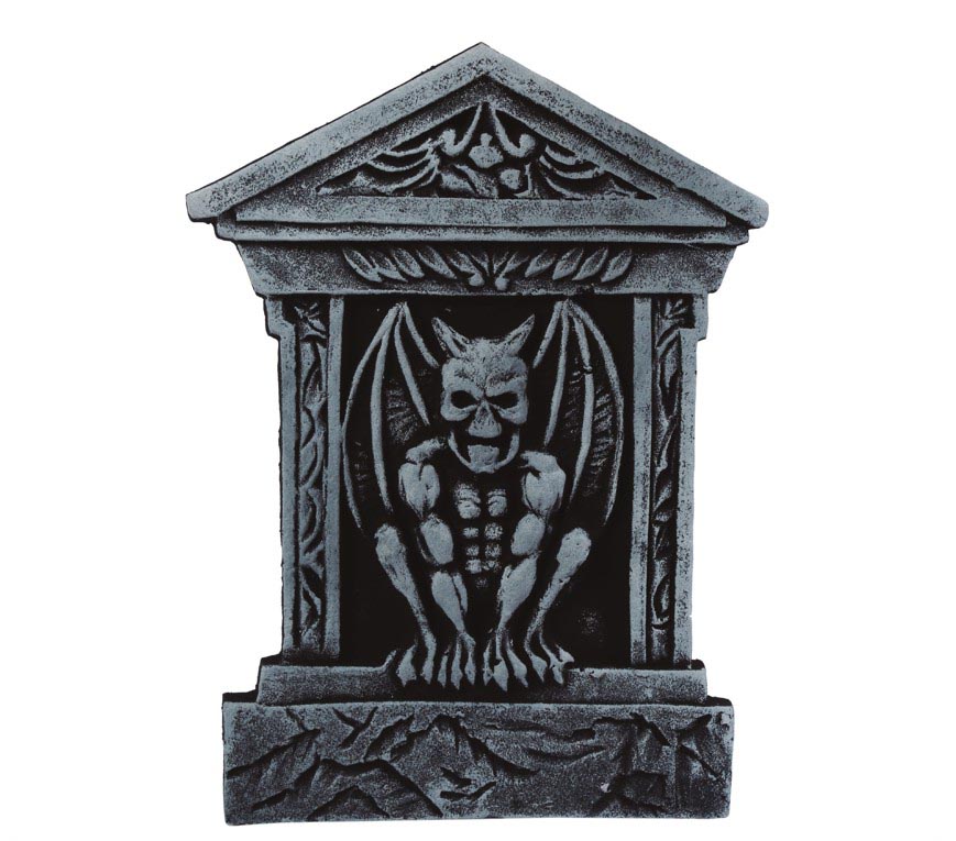 GP26590 – Halloween Grabstein Wasserspeier Skulptur – Farbe: Grau