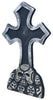 GP26591 – Halloween Grabstein Kreuz Totenkopf – Farbe: Grau
