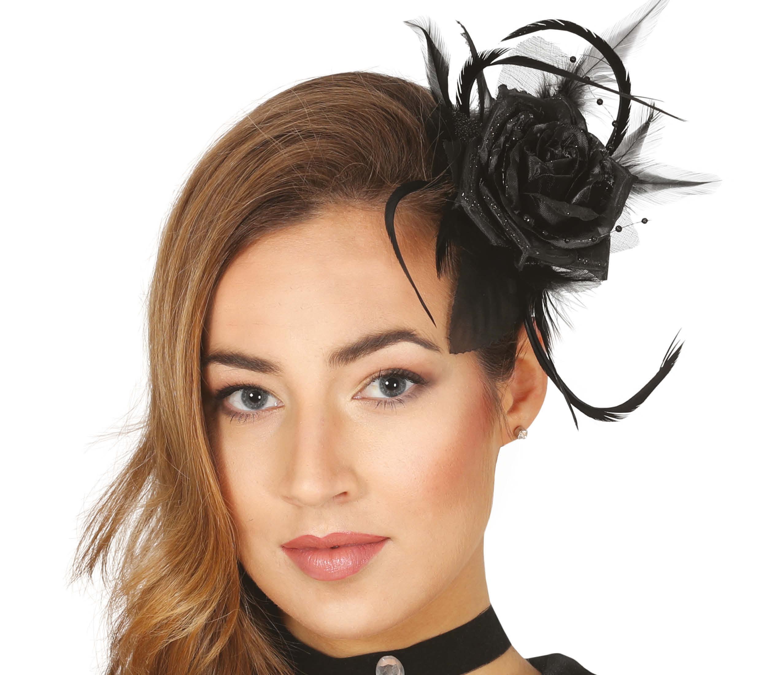 GP26635 – Halloween Haaraccessoire Schwarze Blume 19 – Farbe: Schwarz