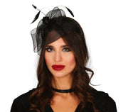 Fascinator Haarreif für Damen schwarz mit Rose, Bild 2