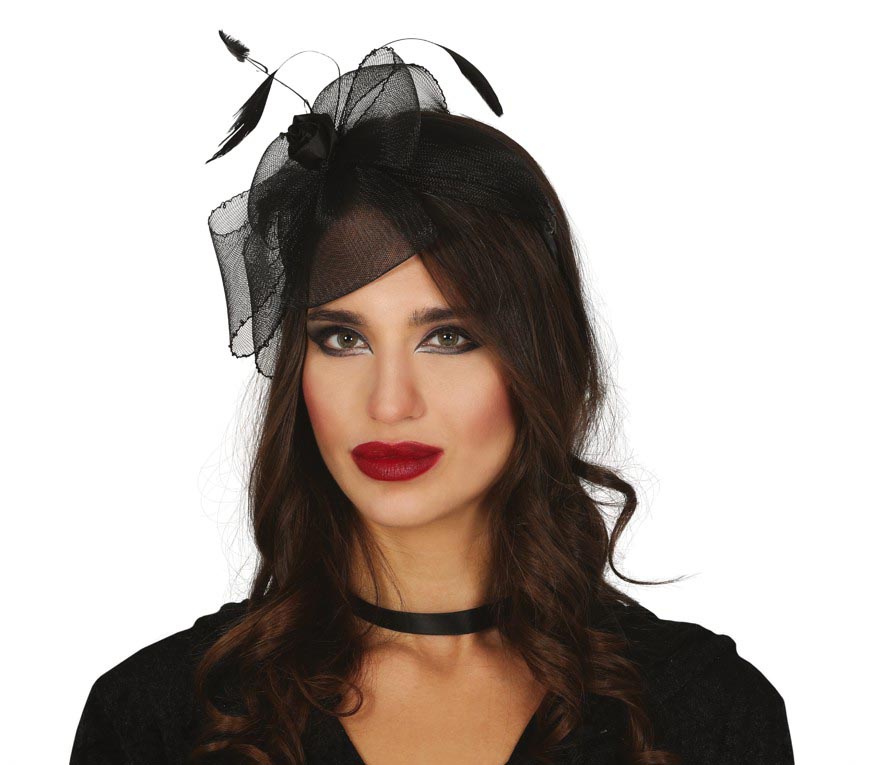 GP26638 – Halloween Viktorianische Rose Haaraccessoire – Farbe: Schwarz, Ansicht 2