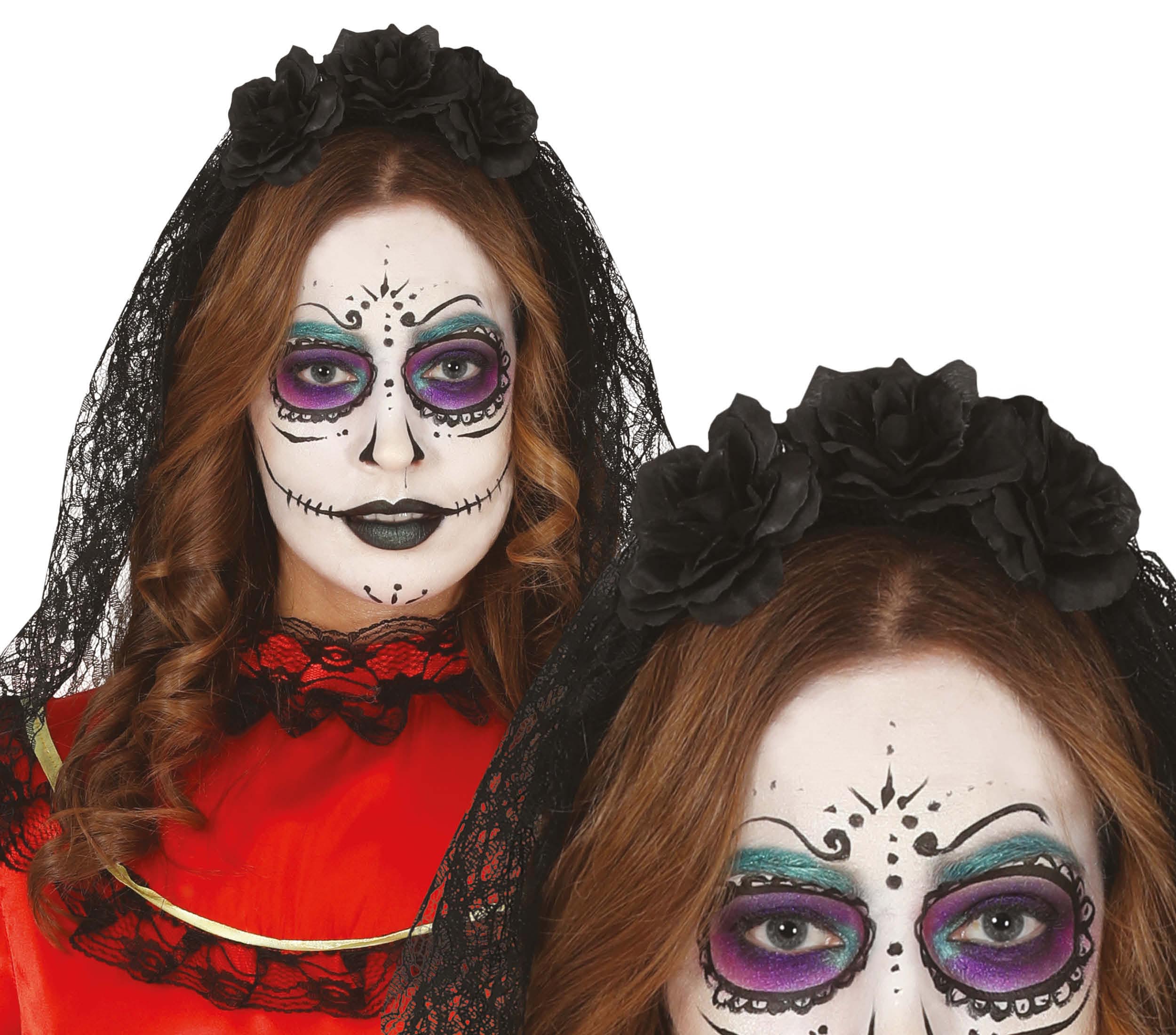 GP26674 – Tag Der Toten Blumenhaarband Mit – Farbe: Schwarz