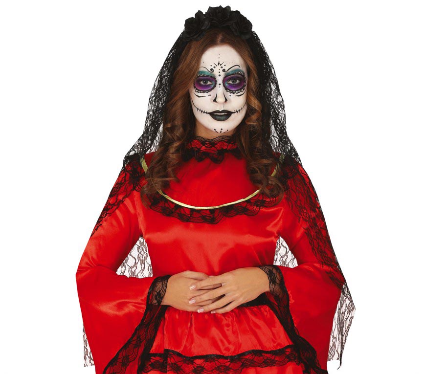 GP26674 – Tag Der Toten Blumenhaarband Mit – Farbe: Schwarz