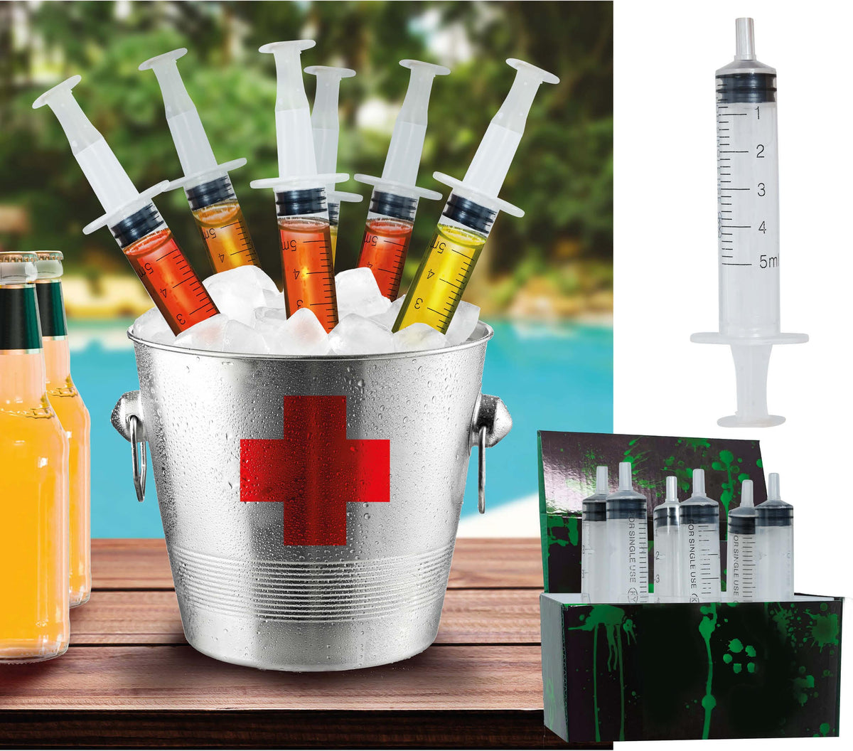 GP26684 – Ärzte Karneval Spritzen Requisiten – Farbe: Mehrfarbig