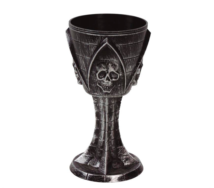 Totenkopf Kelch 19 cm schwarz Vampir