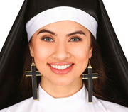 Kreuz Ohrringe für Damen 9 cm Nonne, Bild 1