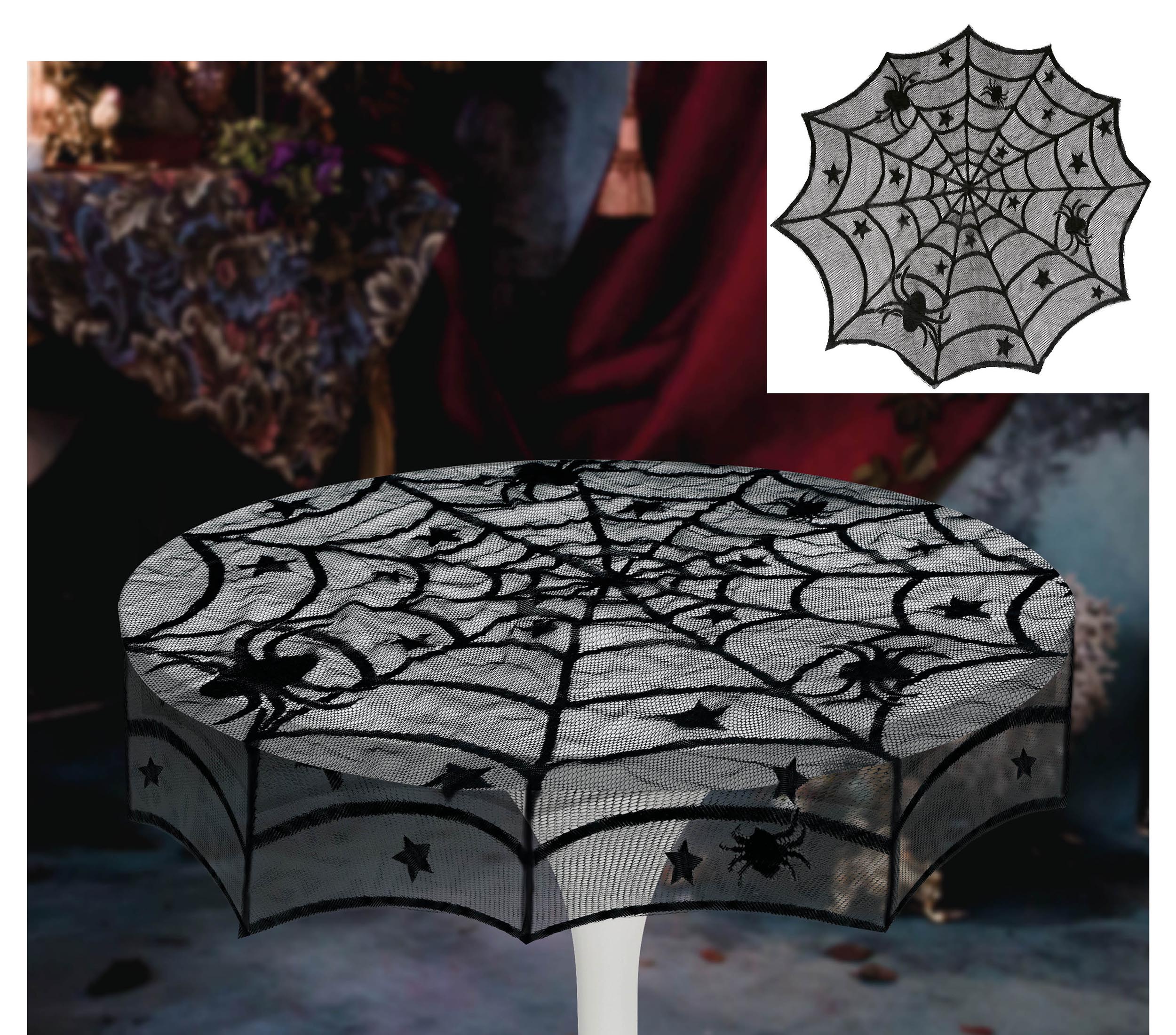 GP26823 – Halloween Spinnennetz Dekoration Tisch – Farbe: Schwarz