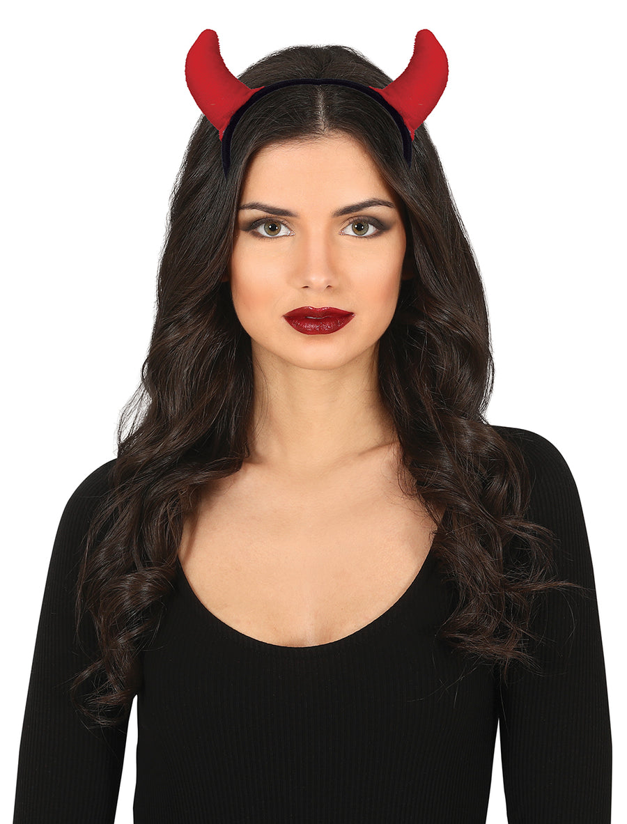 GP26828 – Dämonische Hörner Halloween Kopfschmuck – Farbe: Rot, Ansicht 2