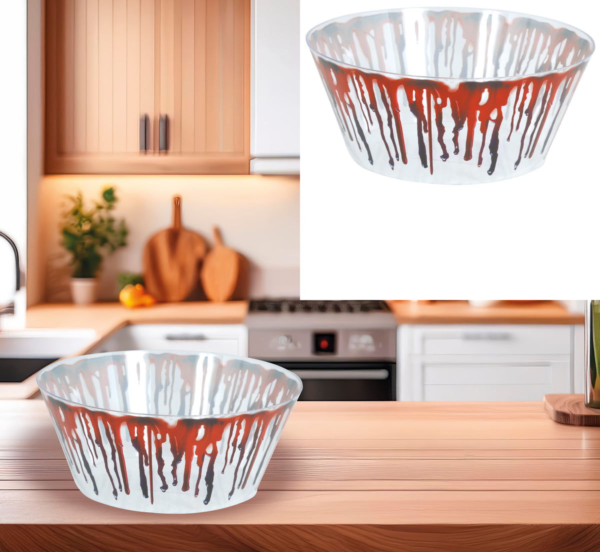 GP26853 – Halloween Party Deko Gruselige Schale Bluttropfen – Farbe: Rot
