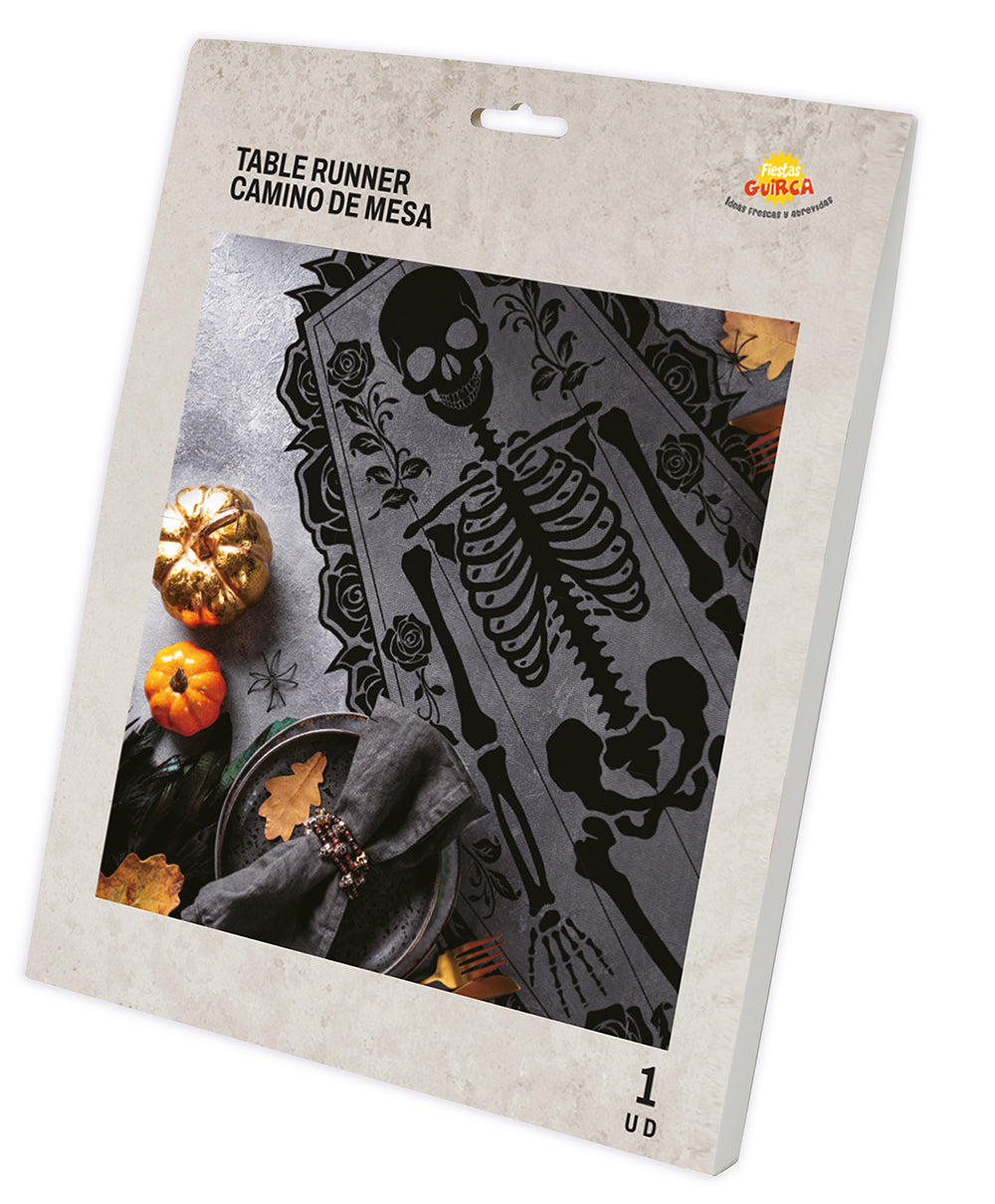 GP26855 – Halloween Skelett Tischdeko Läufer – Farbe: Schwarz