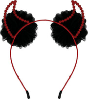 Teufelshörner Haarreif für Damen mit Blumen, Bild 3