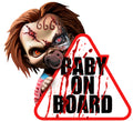 Baby on Board Aufkleber 20x20 cm Horrorpuppe