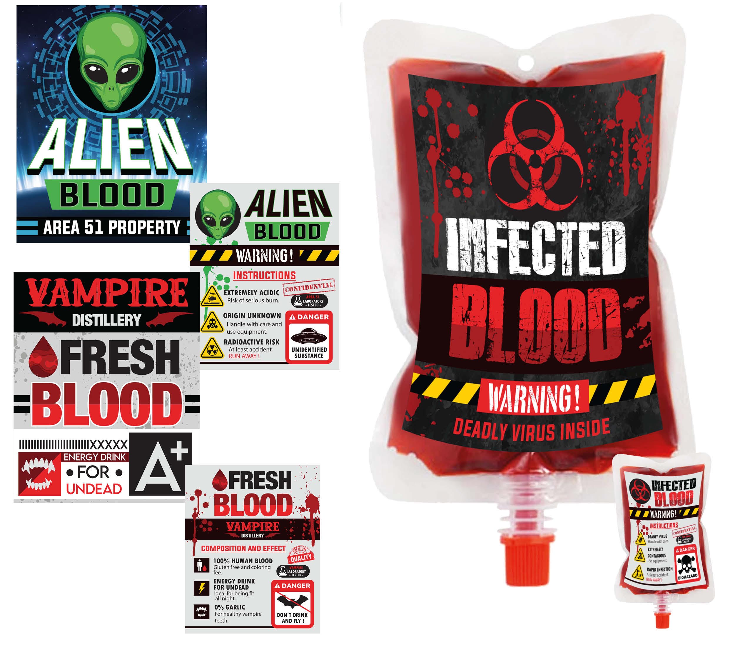 GP26903 – Halloween Blutbeutel Alien Monster – Farbe: Mehrfarbig