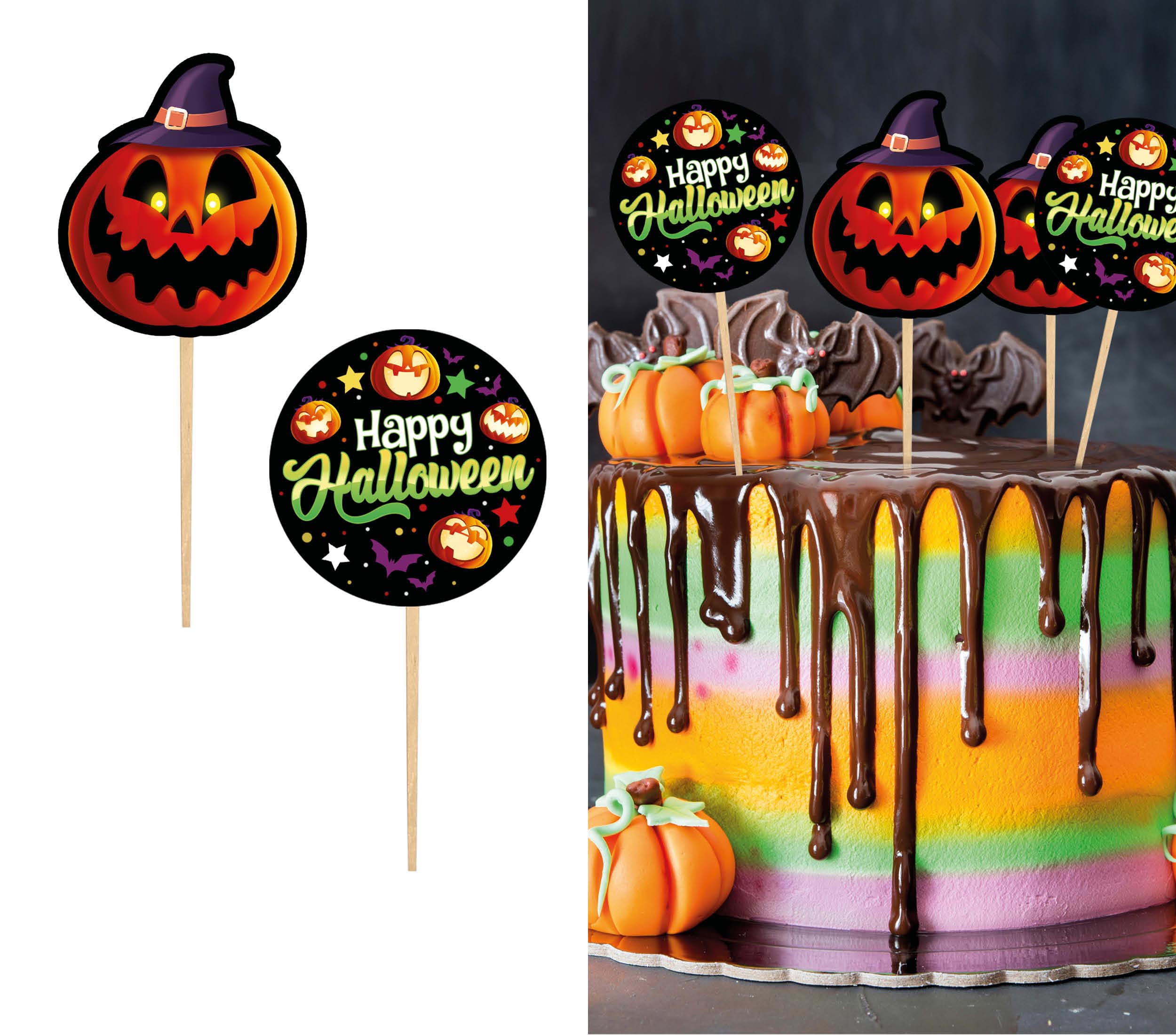GP26918 – Halloween Kürbis Tortenstecker – Farbe: Mehrfarbig