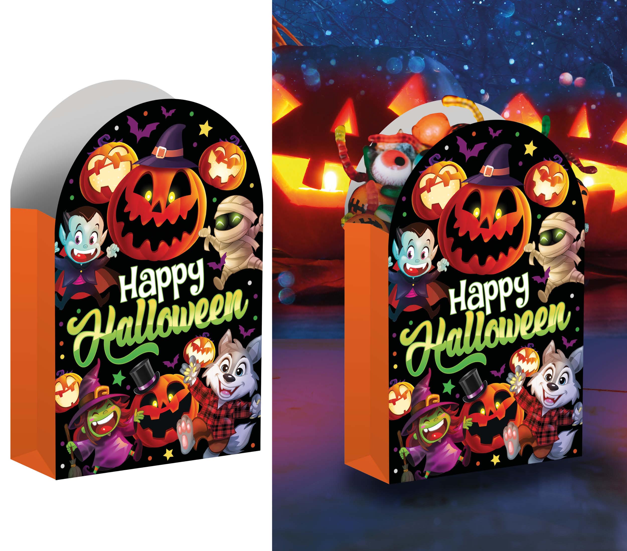 GP26922 – Halloween Süßigkeiten Taschen Monster – Farbe: Mehrfarbig