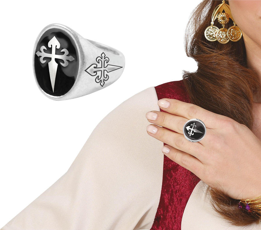 Kreuz Ring für Damen 2 cm Siegelring