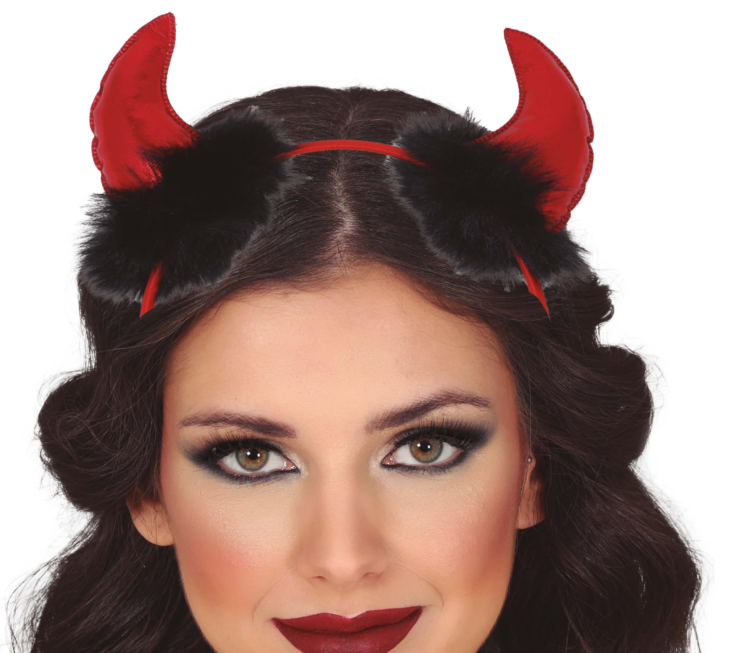 GP26934 – Halloween Dämonen Teufelshörner Haarreif – Farbe: Rot, Schwarz