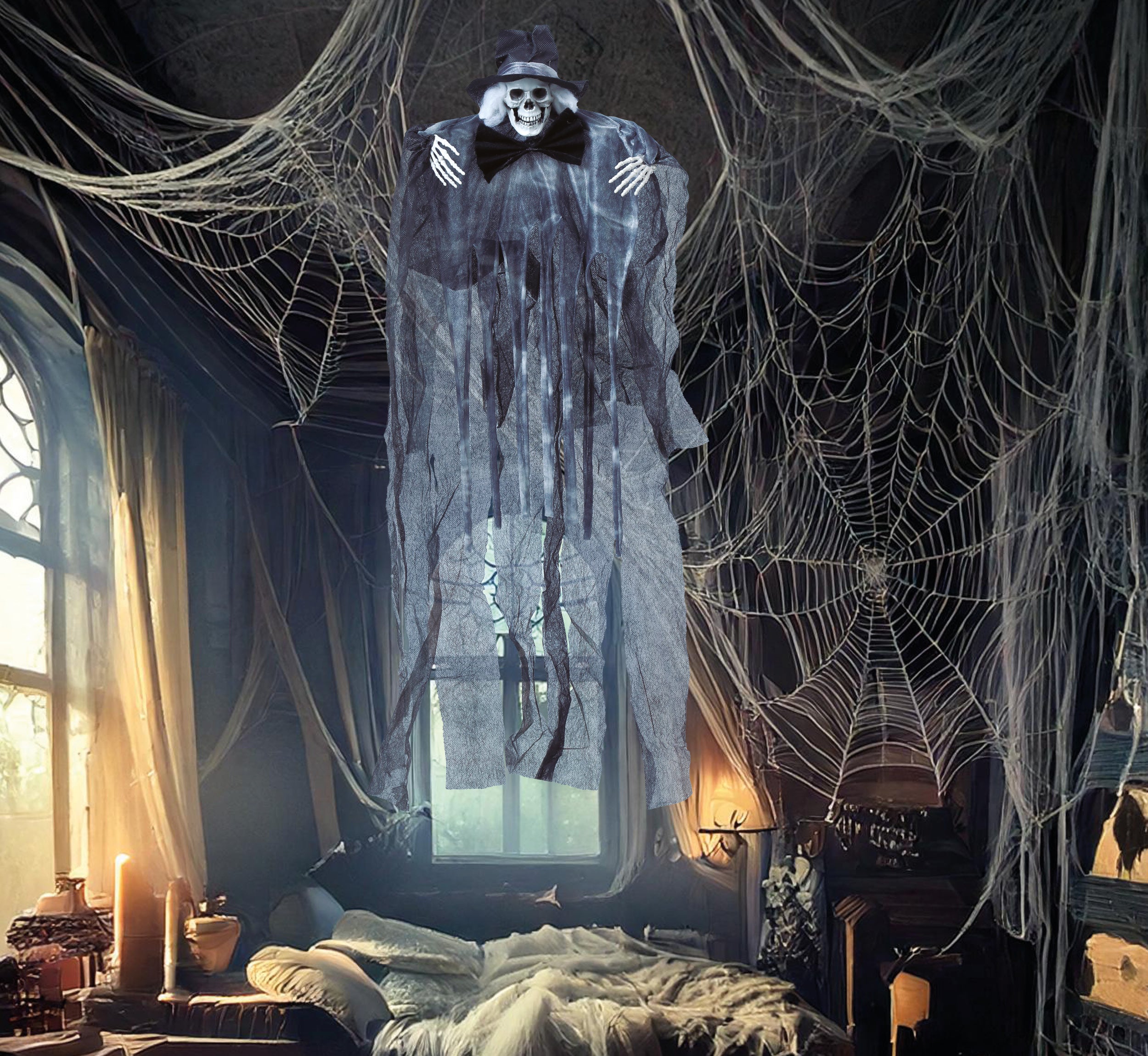 GP26980 – Skelett Geisterhafte Halloween Deko – Farbe: Schwarz