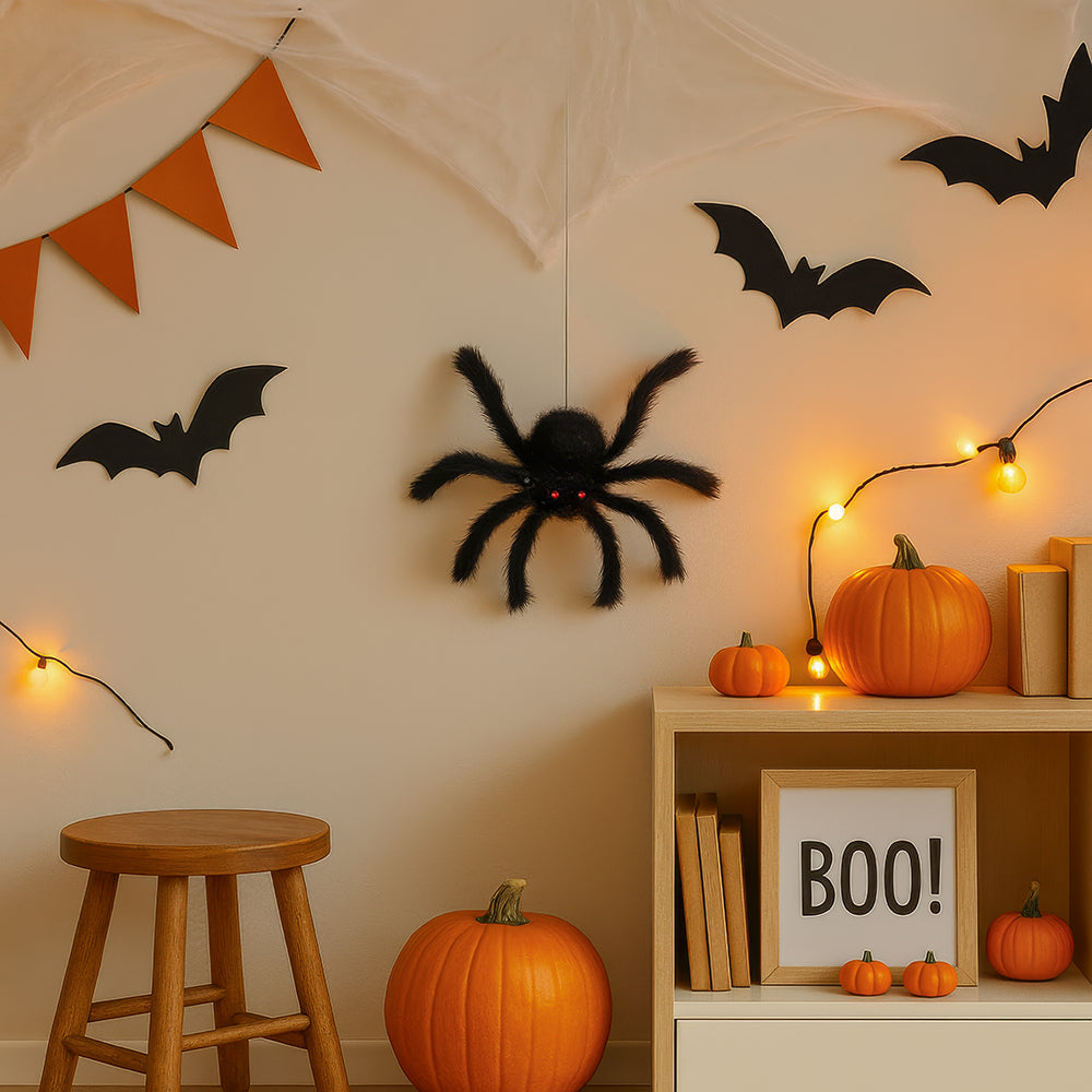 GP26981 – Halloween Spinne Dekoration Schwarze Haarige Kreatur – Farbe: Schwarz