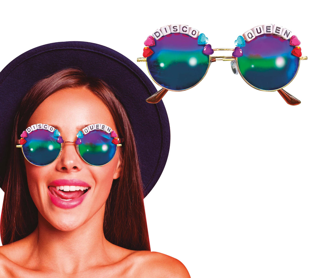 GP27027 – Disco Brille 90s Style Karneval – Farbe: Mehrfarbig