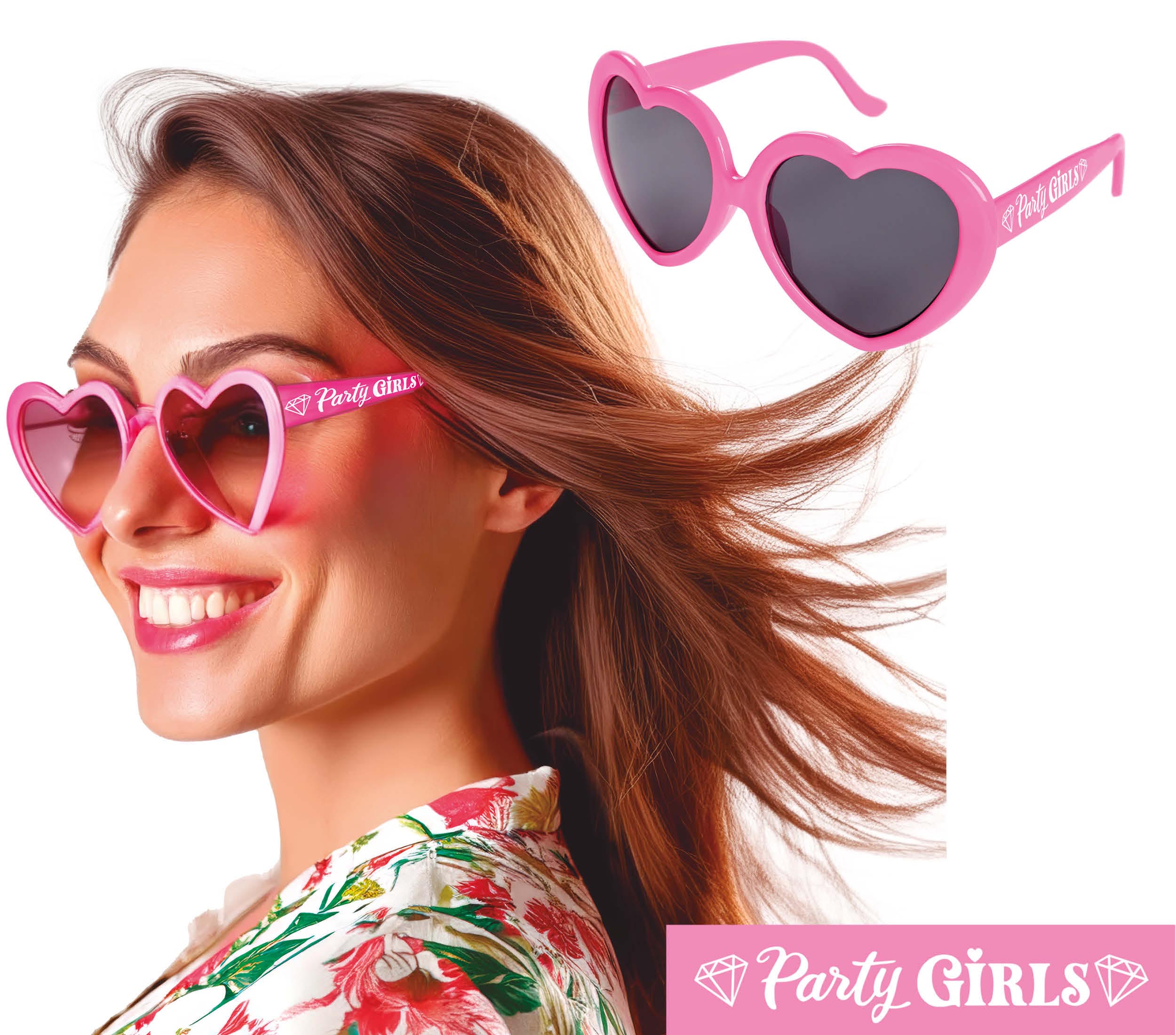 GP27045 – Karneval Herzbrille Party Accessoire – Farbe: Pink