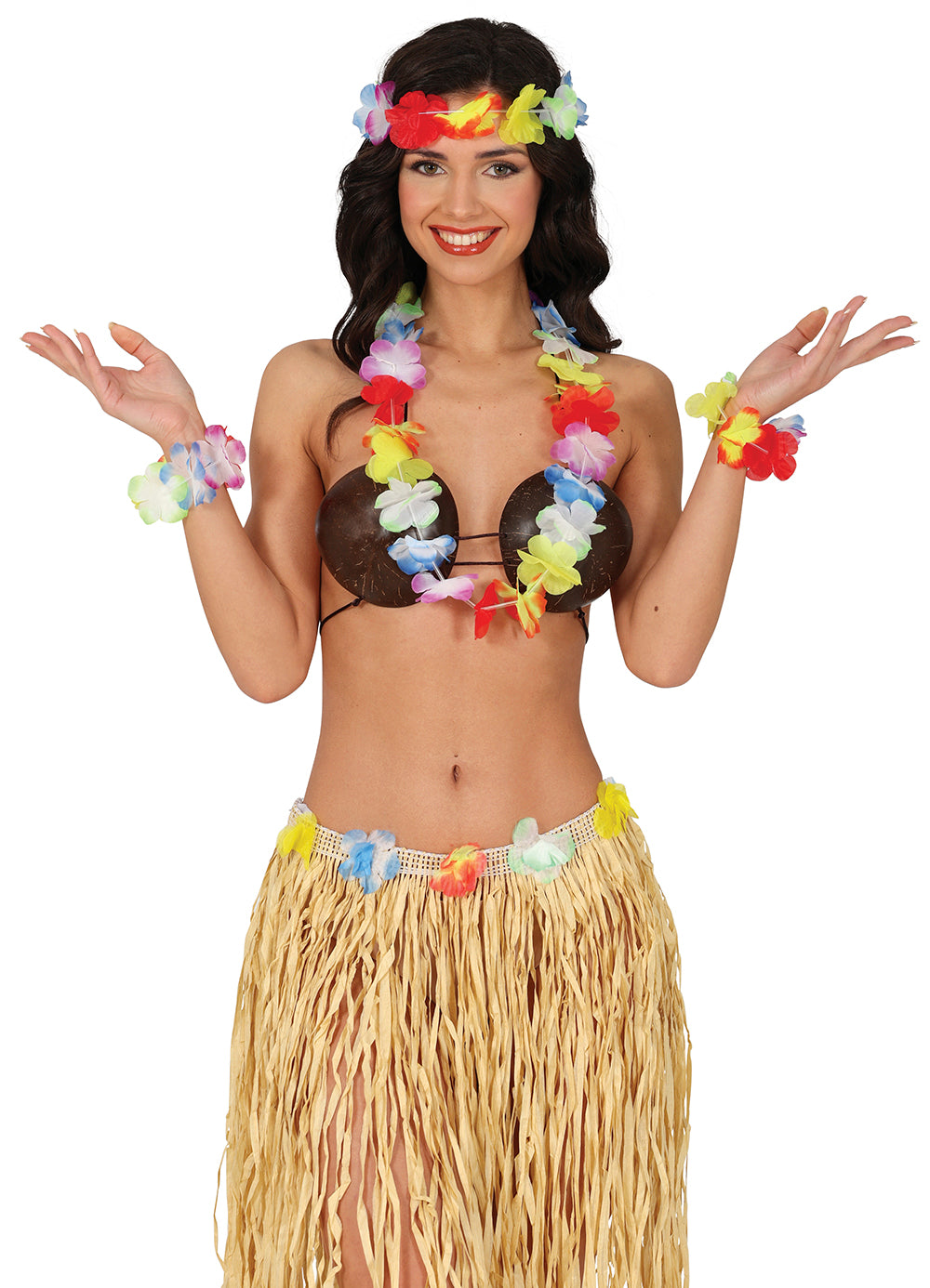 GP27061 – Hawaii Sommer Set Blumenkranz – Farbe: Mehrfarbig, Rot, Orange, Blau
