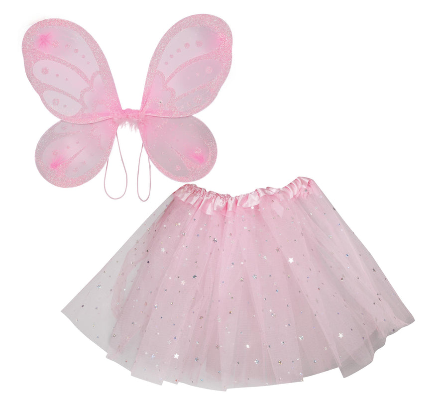 Feen Set für Mädchen rosa mit Flügeln und Tutu