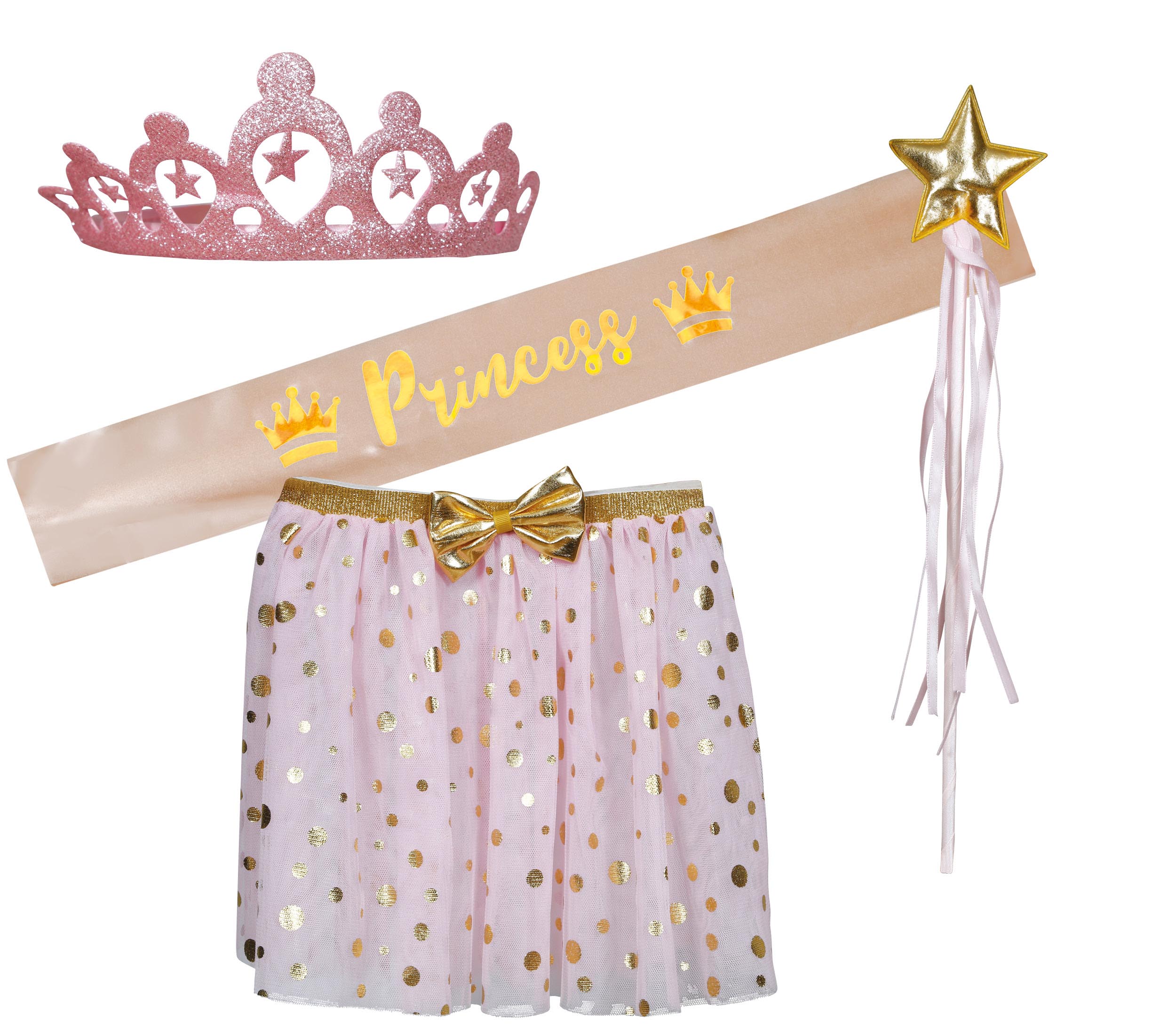 GP27068 – Prinzessin Karnevalsset Tutu Krone Band – Farbe: Pink