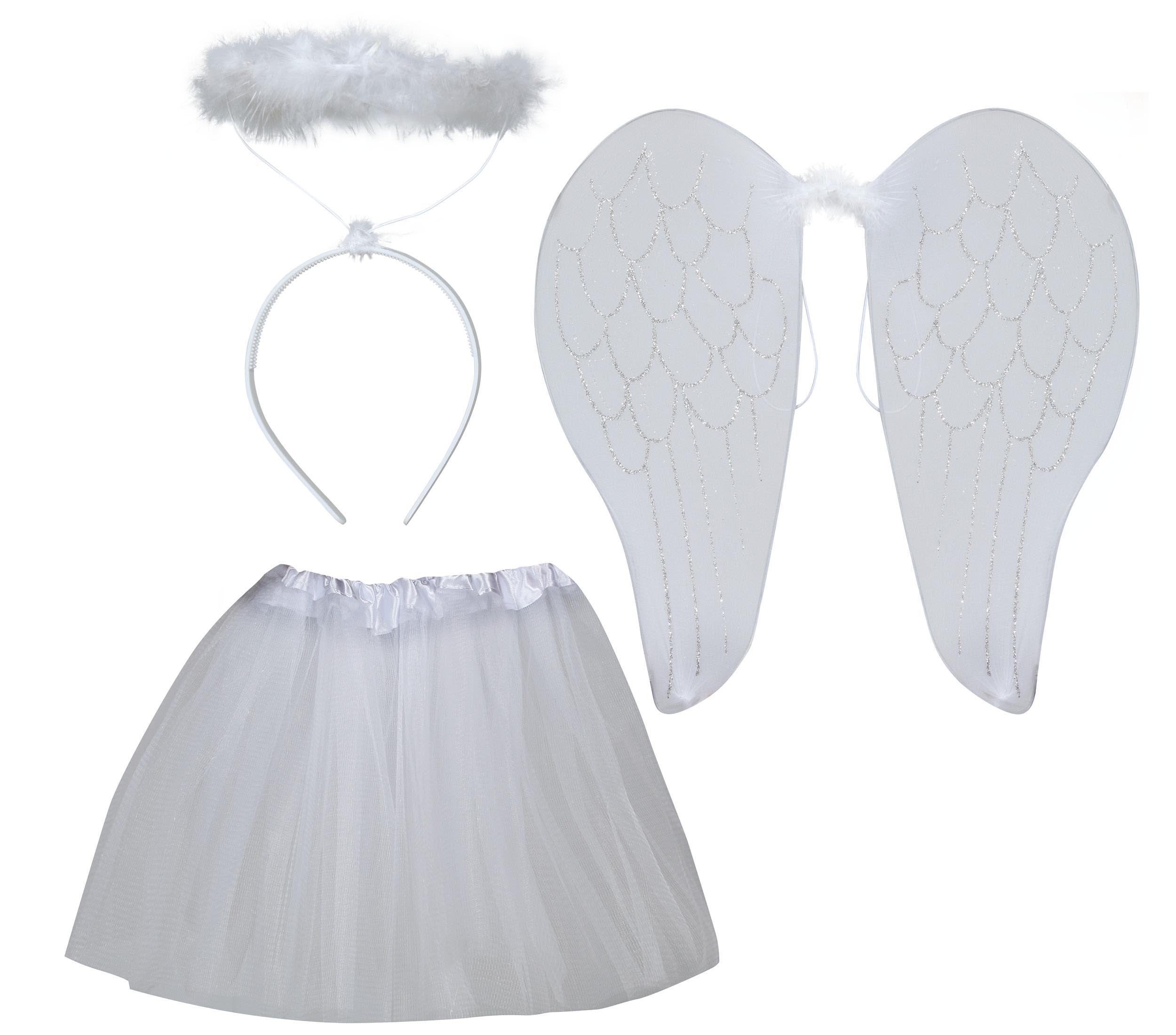 GP27069 – Engel Karneval Kostüm Kinder Tutu – Farbe: Weiß