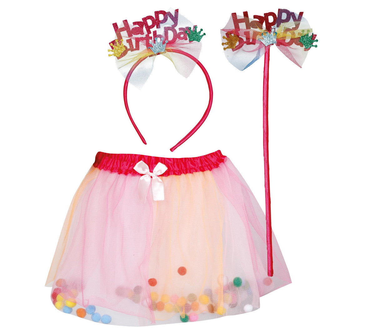 GP27070 – Geburtstagsmärchen Tiara Bekleidung Set – Farbe: Mehrfarbig