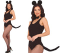 Mäuschen Set für Damen schwarz mit Mausohren