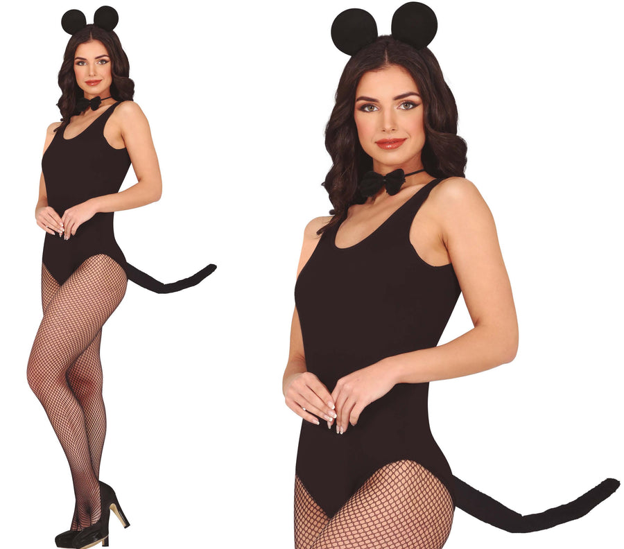 Mäuschen Set für Damen schwarz mit Mausohren