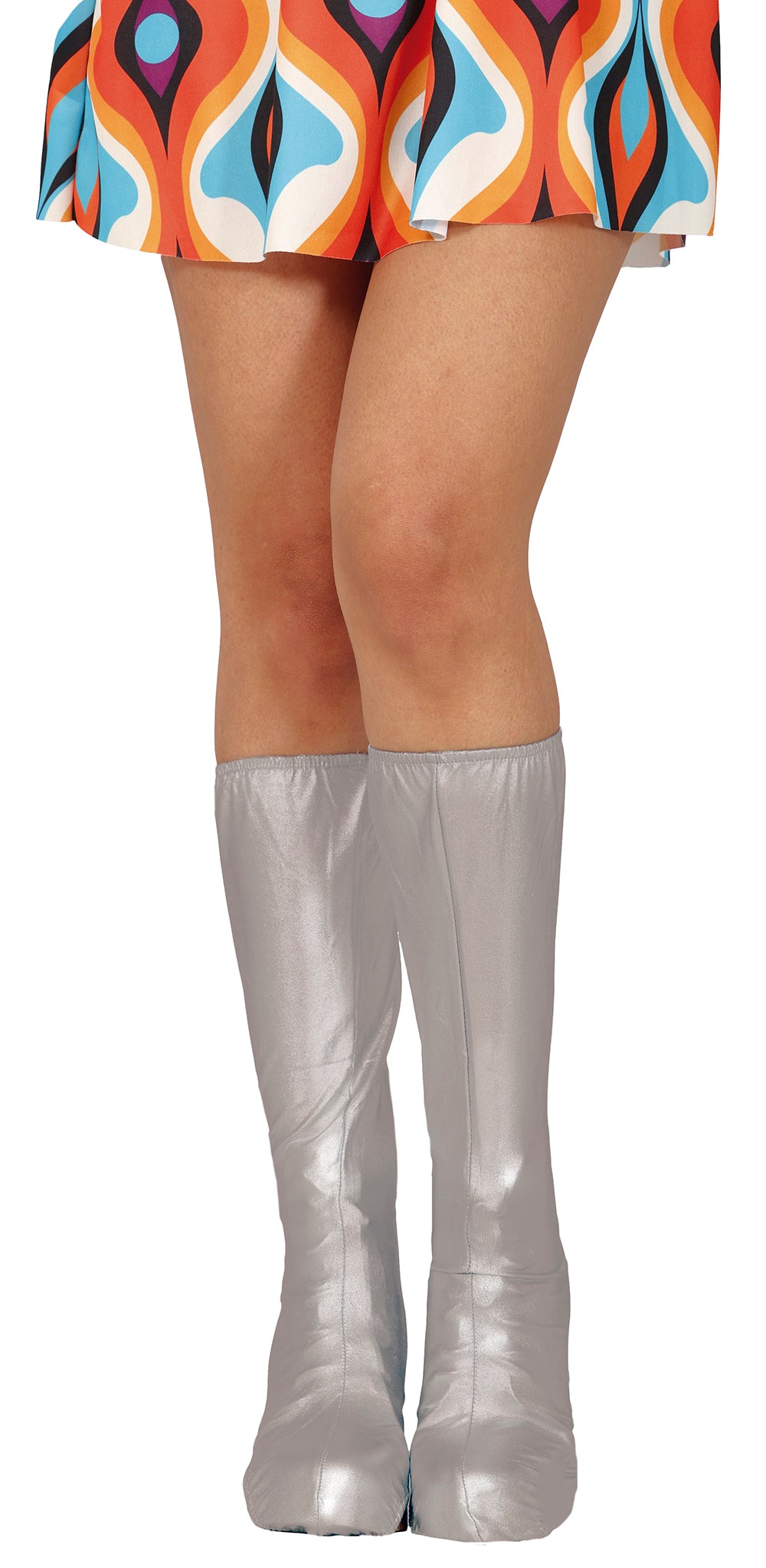 GP27086 – Rock 70s Karneval Stiefel Design – Farbe: Silber, Gelb, Weiß