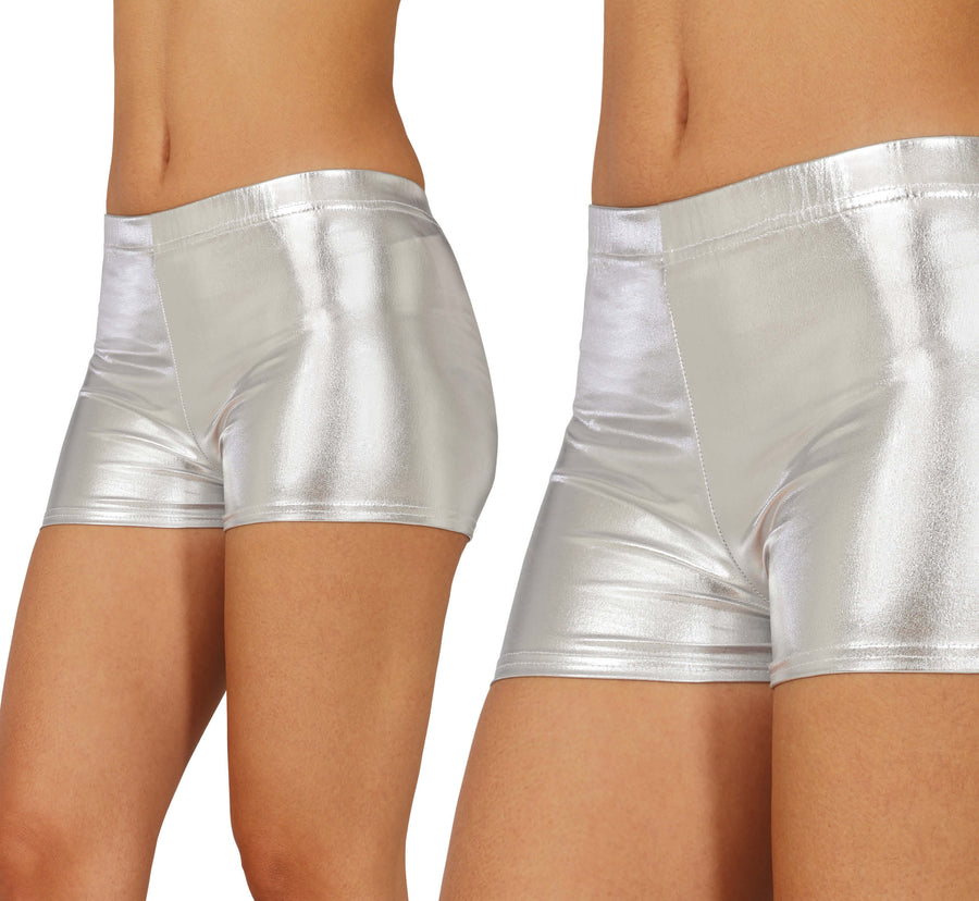 Disco Shorts für Damen silber Space Look