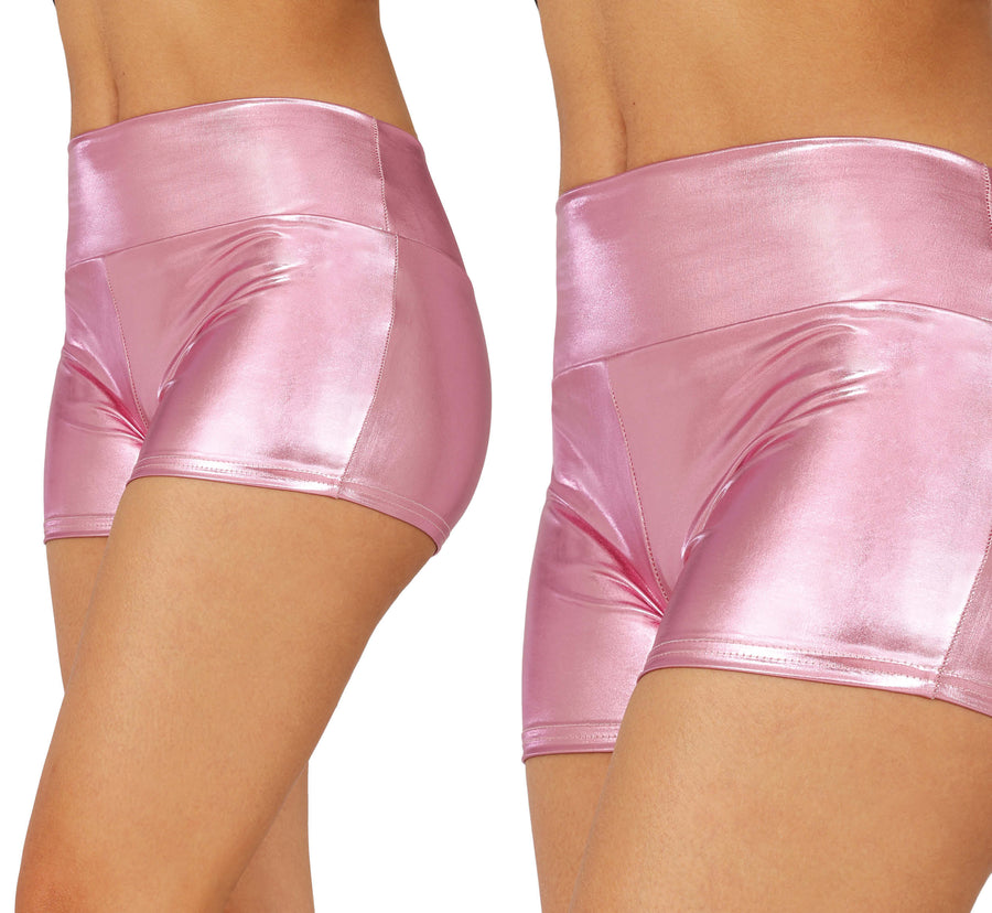 Disco Shorts für Damen rosa glänzend 70er Jahre