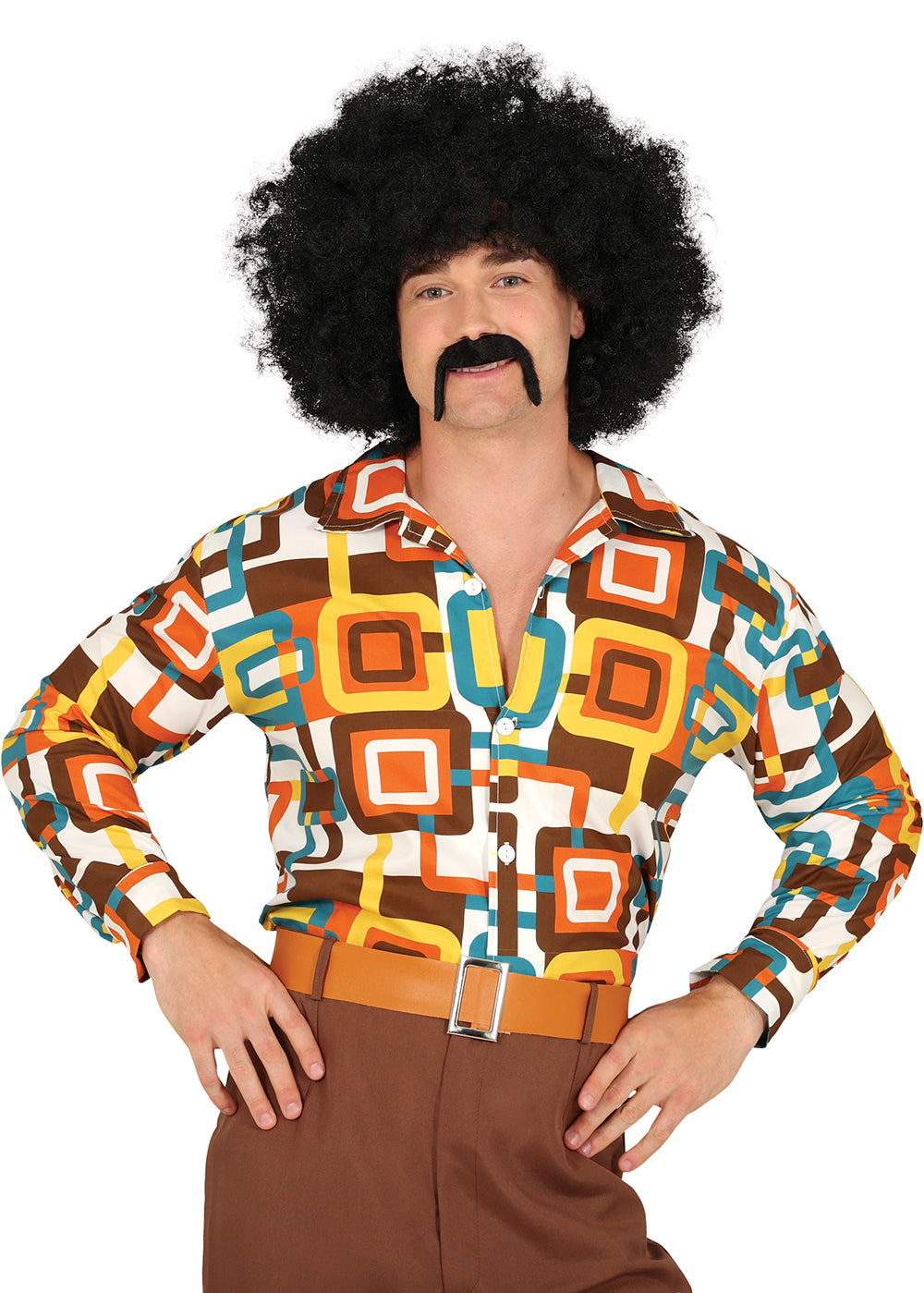 GP27127 – 70s Disco Tanz Hemd Retro Kostüm – Größe: 48 - 50 (M), 52 - 54 (L) – Farbe: Mehrfarbig
